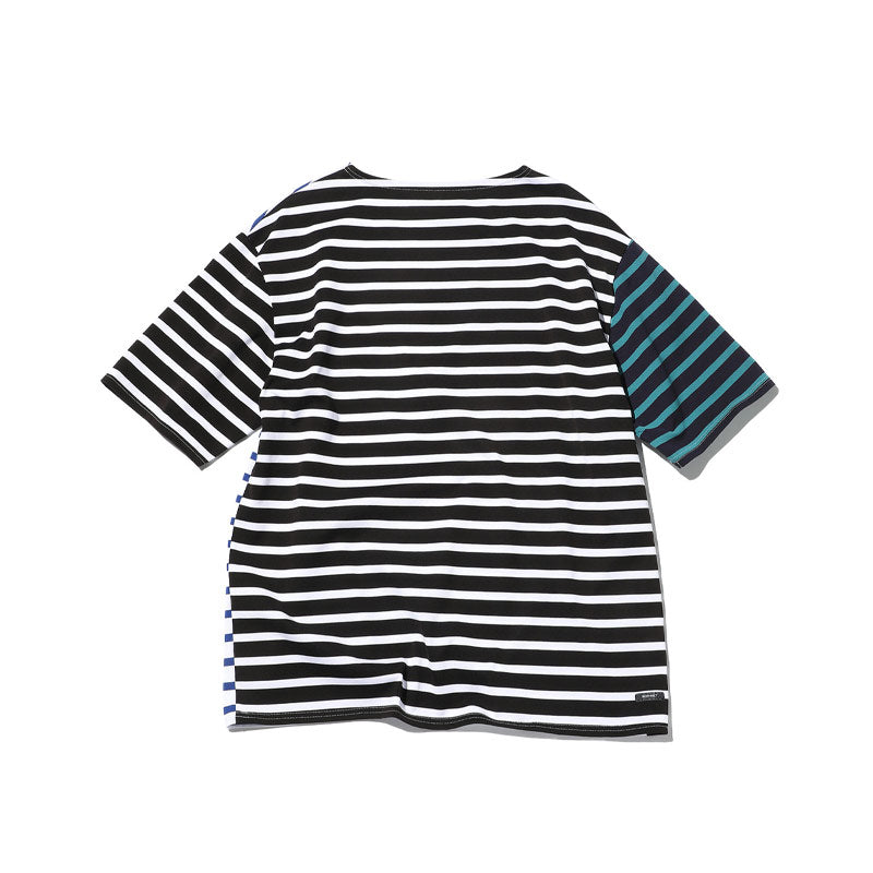 SOPHNET. Border Mix S/S Boatneck Wide T-Shirt Multi