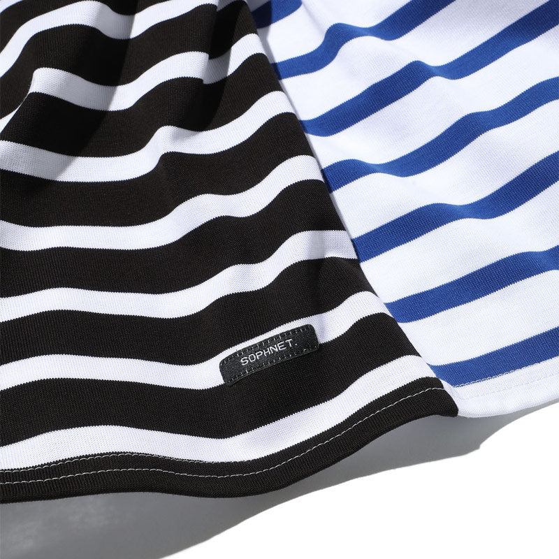 SOPHNET. Border Mix S/S Boatneck Wide T-Shirt Multi