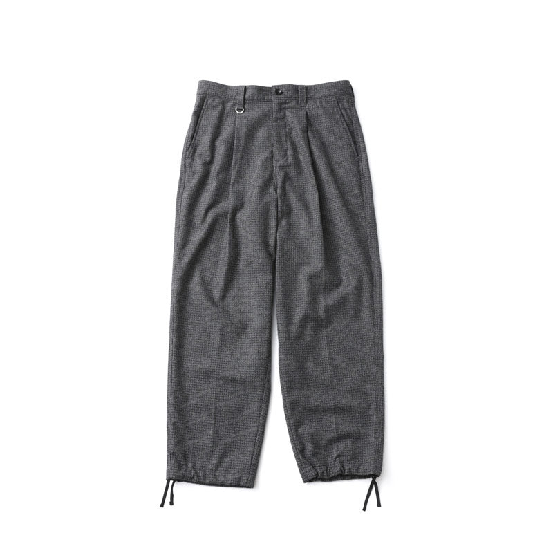 SOPHNET. Melange Tweed Gunclubcheck 1Tuck Widetapered Pants Black