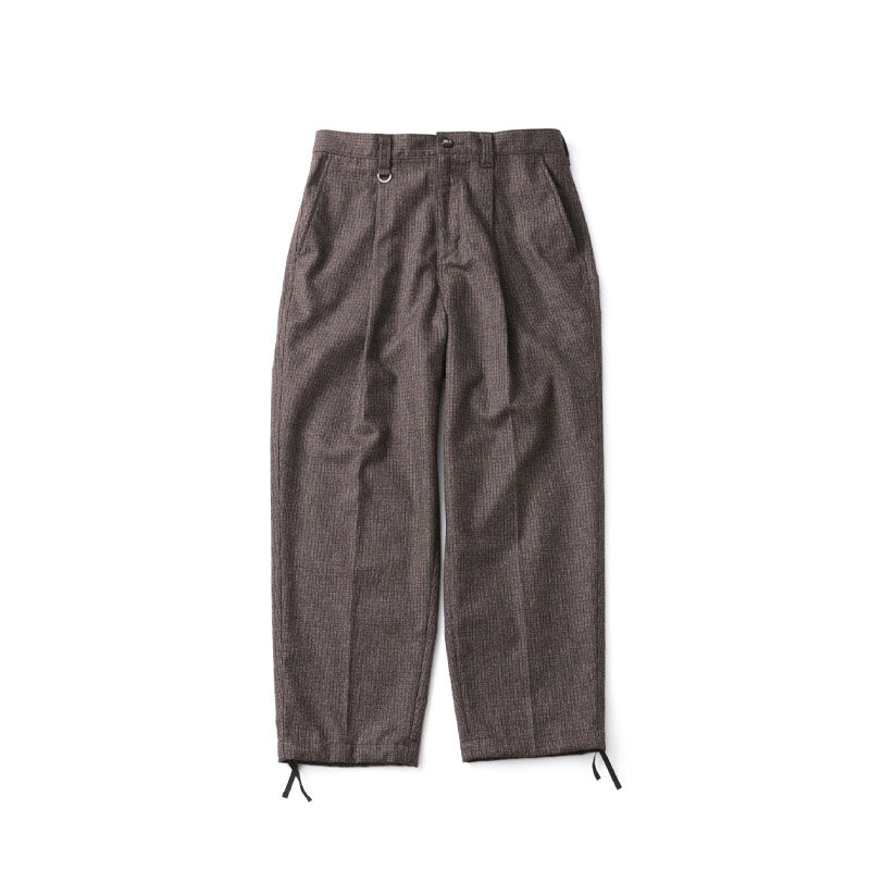 SOPHNET. Melange Tweed Gunclubcheck 1Tuck Widetapered Pants Brown