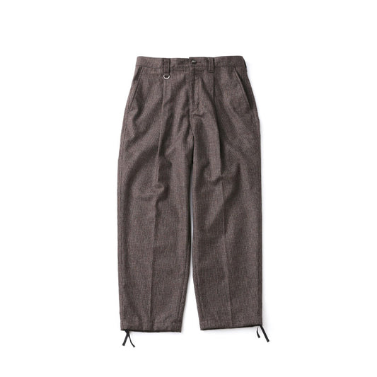 SOPHNET. Melange Tweed Gunclubcheck 1Tuck Widetapered Pants Brown
