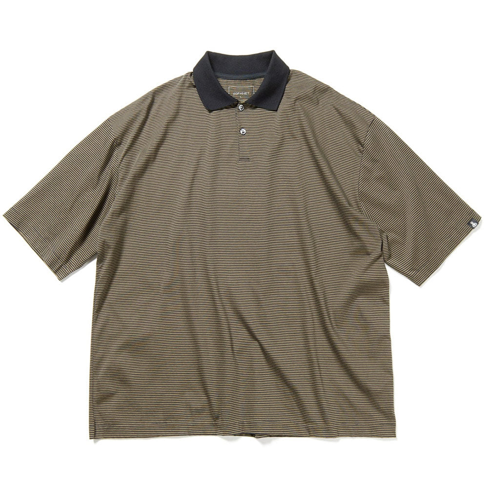 SOPHNET.Albini Organic Border Polo Khaki