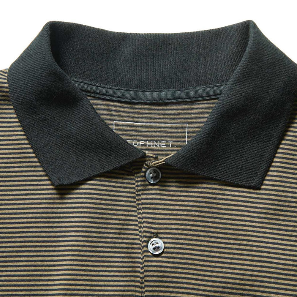 SOPHNET.Albini Organic Border Polo Khaki
