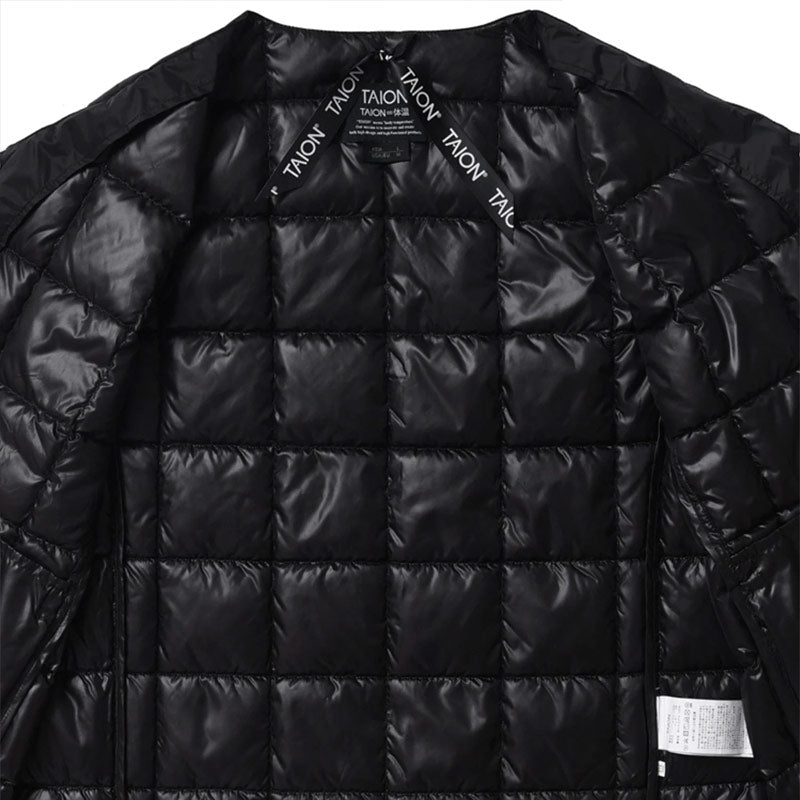TAION Crew Neck Button Down Jacket Black