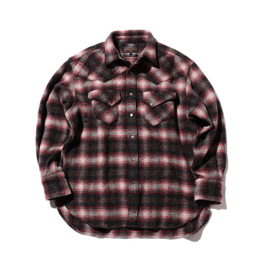 BEAMS PLUS | Western Shirt Wool/Alpaca Plaid Shaggy Black