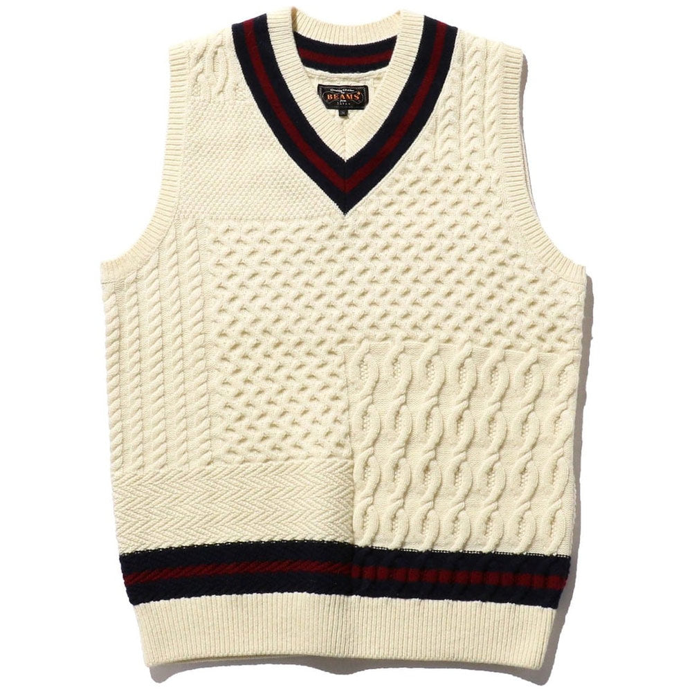 BEAMS PLUS | Cricket Vest Patchwork Like Off White