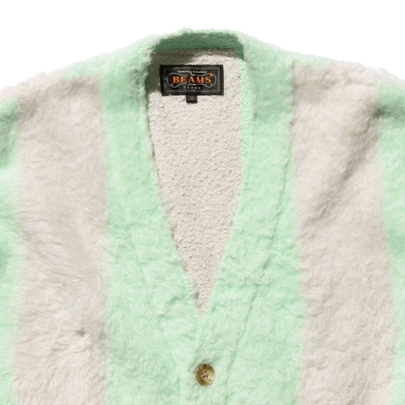 BEAMS PLUS | Cardigan Stripe Cotton Shaggy Mint Green