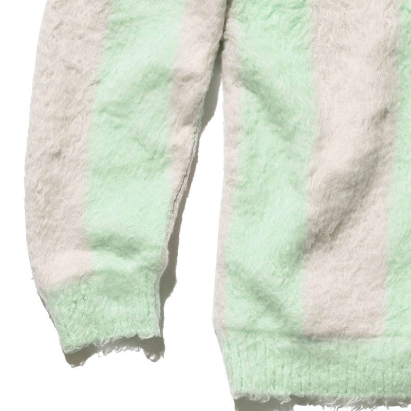 BEAMS PLUS | Cardigan Stripe Cotton Shaggy Mint Green