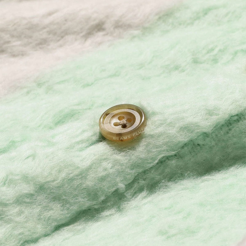 BEAMS PLUS | Cardigan Stripe Cotton Shaggy Mint Green