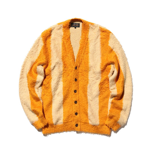 BEAMS PLUS | Cardigan Stripe Cotton Shaggy Cardigans Mustard