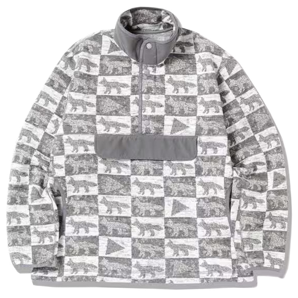 And Wander | AND WANDER x Maison Kitsuné Fox Checkers Fleece Pullover Gray