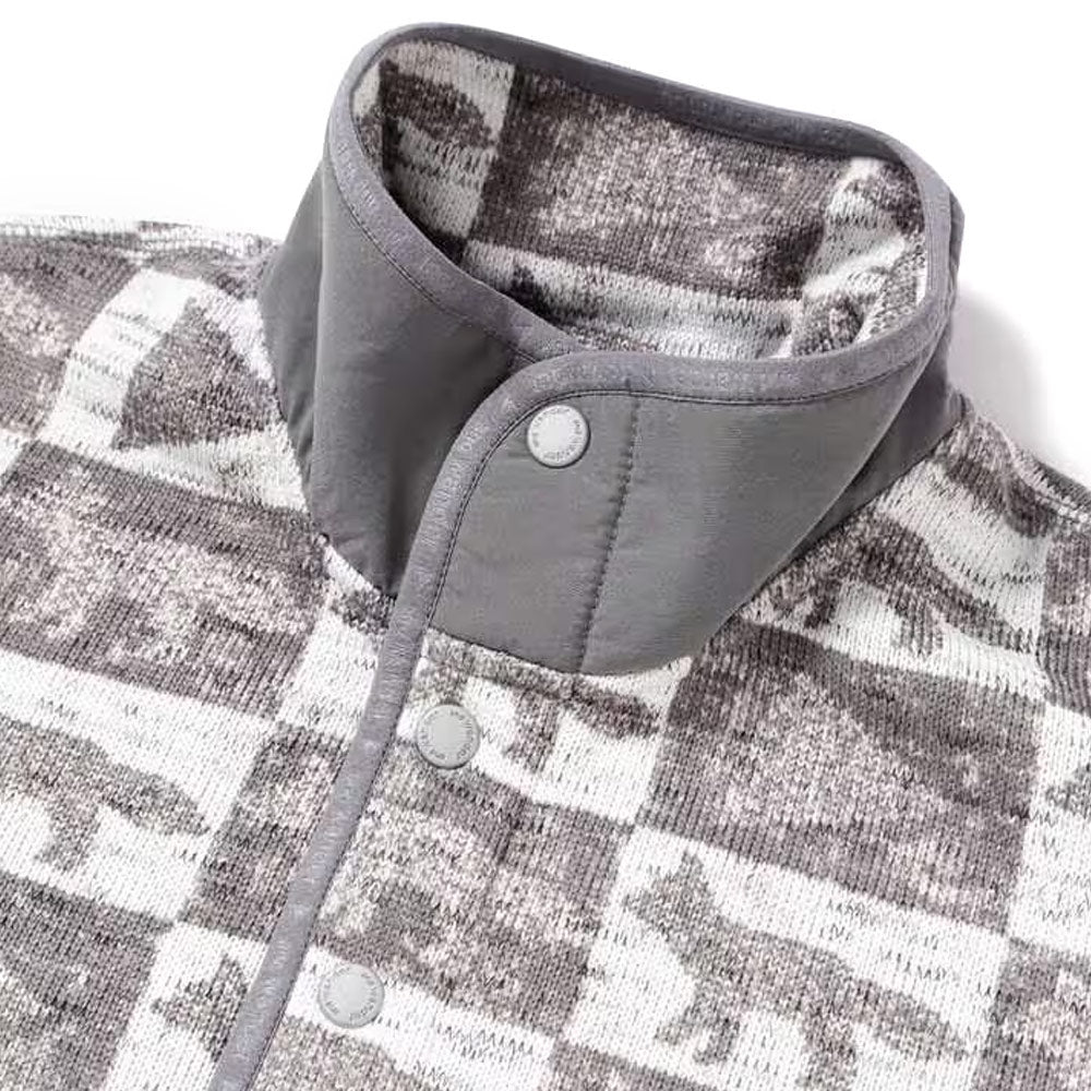 And Wander | AND WANDER x Maison Kitsuné Fox Checkers Fleece Pullover Gray