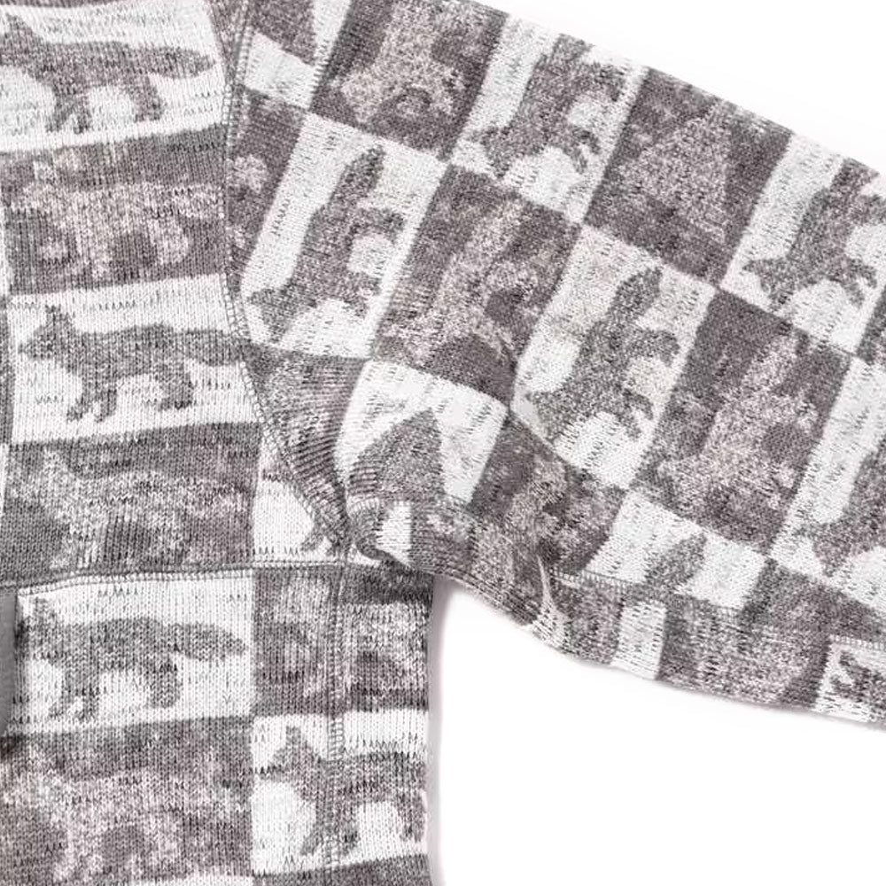 And Wander | AND WANDER x Maison Kitsuné Fox Checkers Fleece Pullover Gray