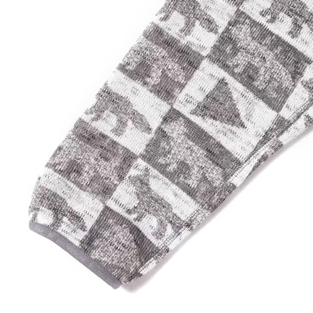 And Wander | AND WANDER x Maison Kitsuné Fox Checkers Fleece Pullover Gray
