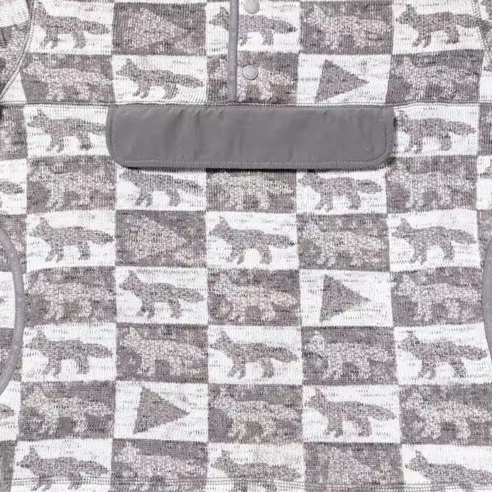 And Wander | AND WANDER x Maison Kitsuné Fox Checkers Fleece Pullover Gray