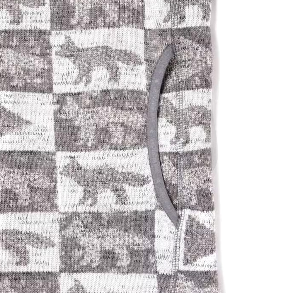 And Wander | AND WANDER x Maison Kitsuné Fox Checkers Fleece Pullover Gray
