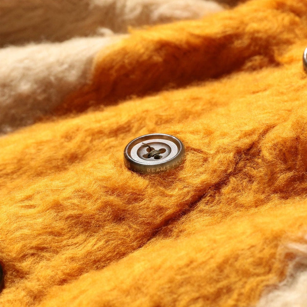 BEAMS PLUS | Cardigan Stripe Cotton Shaggy Cardigans Mustard