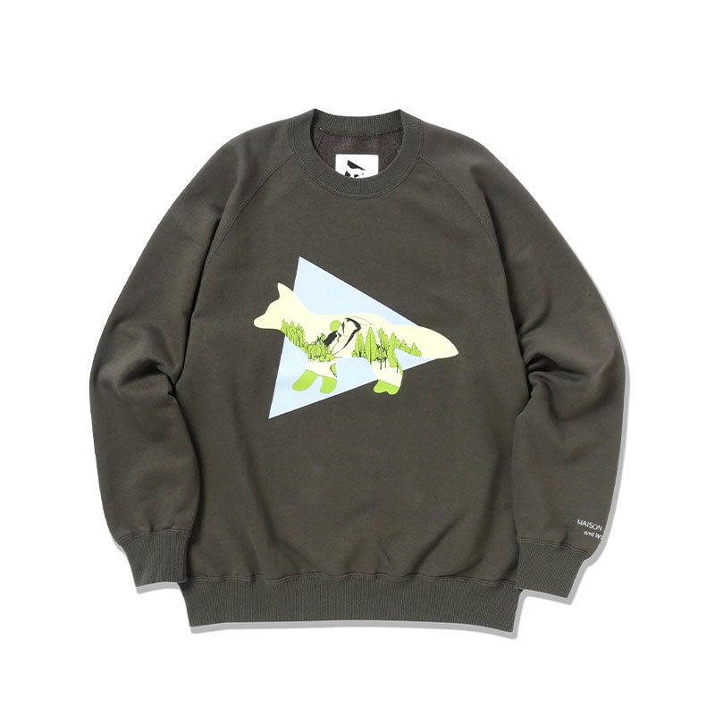 AND WANDER | AND WANDER x Maison Kitsune Dry Cotton Sweatshirt Khaki