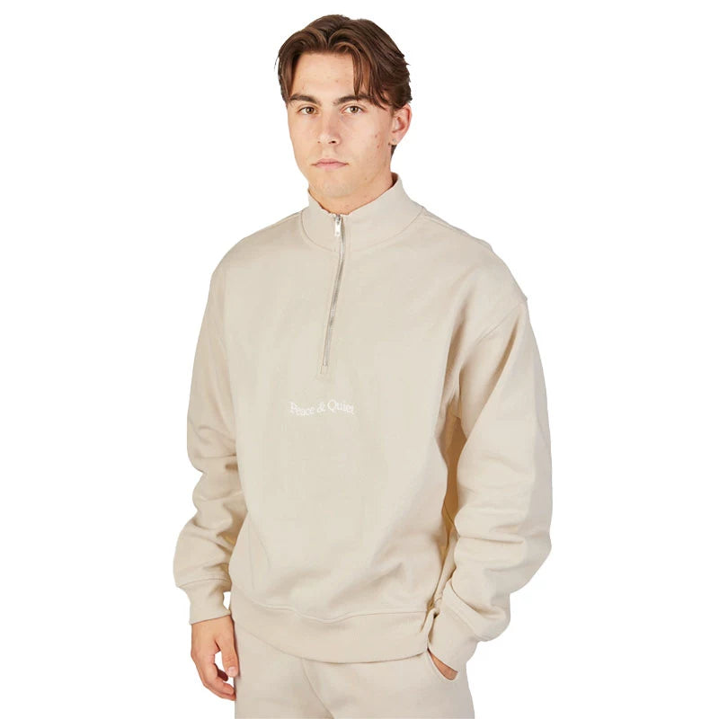 MUSEUM OF PEACE & QUIET Wordmark Quarter Zip Sand