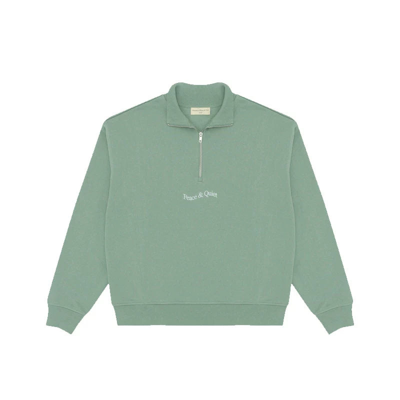 MUSEUM OF PEACE & QUIET Wordmark Quarter Zip Sage