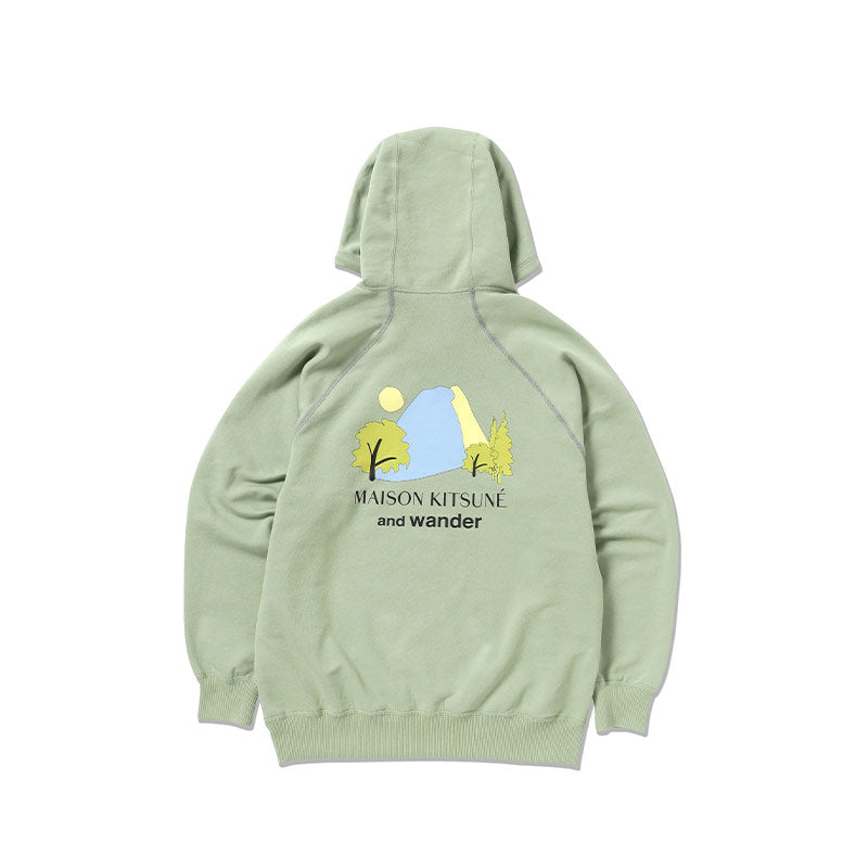 AND WANDER | AND WANDER x Maison Kitsune Dry Cotton Sweathoodie Green