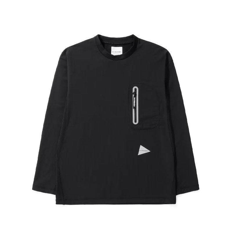 AND WANDER | Cool Touch Pocket L//S Tee Black