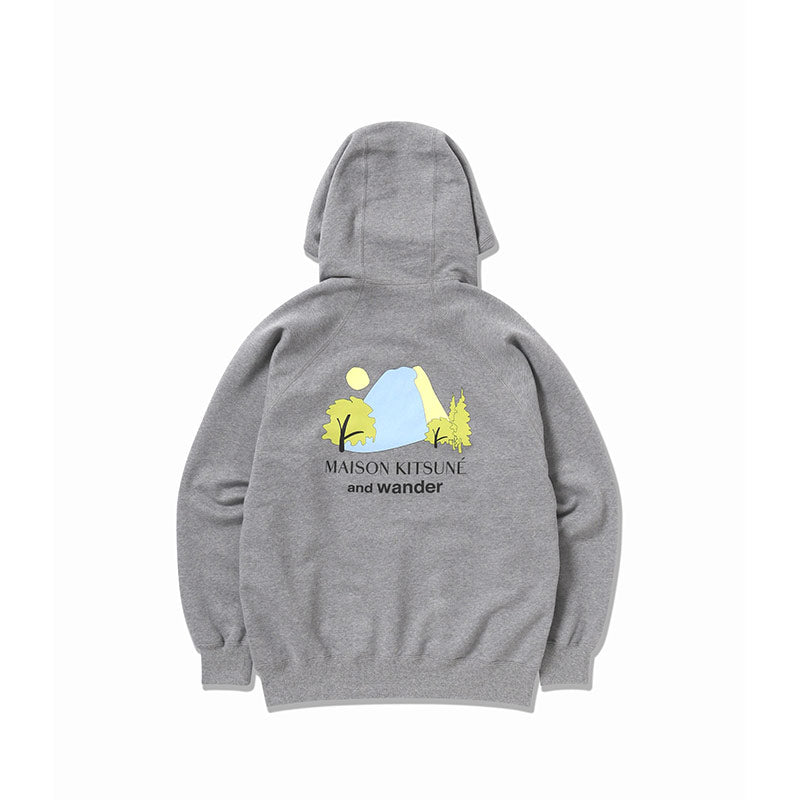 AND WANDER | AND WANDER x Maison Kitsune Dry Cotton Sweathoodie Gray
