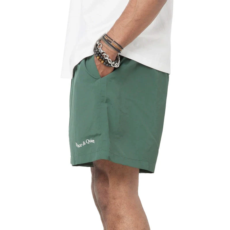 MUSEUM OF PEACE & QUIET Wordmark Nylon 5" Shorts Forest