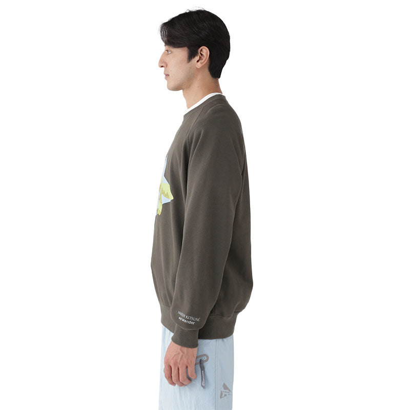 AND WANDER | AND WANDER x Maison Kitsune Dry Cotton Sweatshirt Khaki