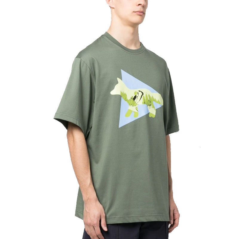 AND WANDER | AND WANDER x Maison Kitsune Dry Cotton Tee Triangle Khaki