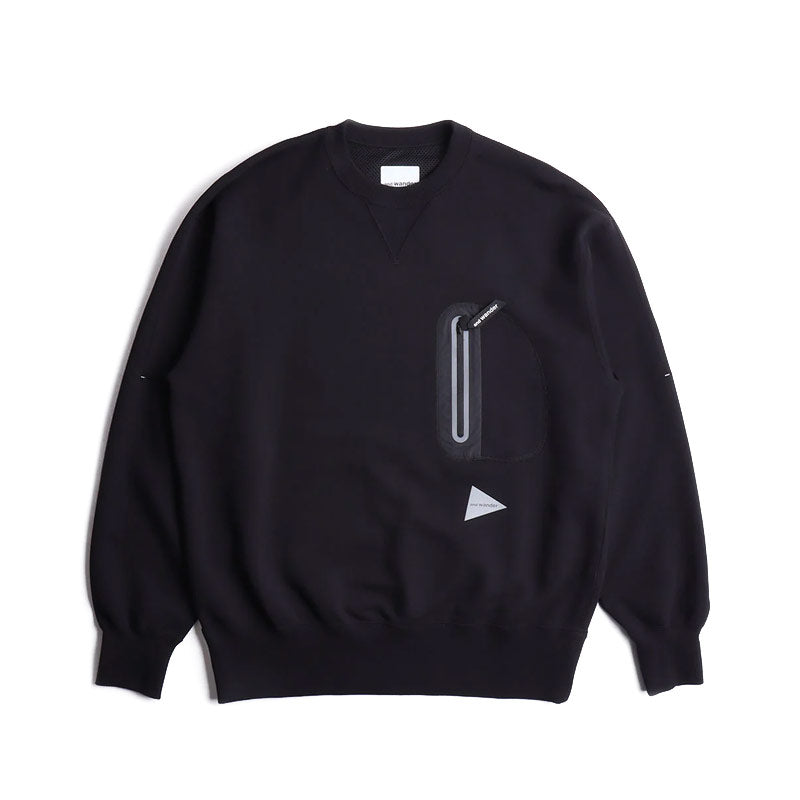 AND WANDER | Light Sweat Pullover Black