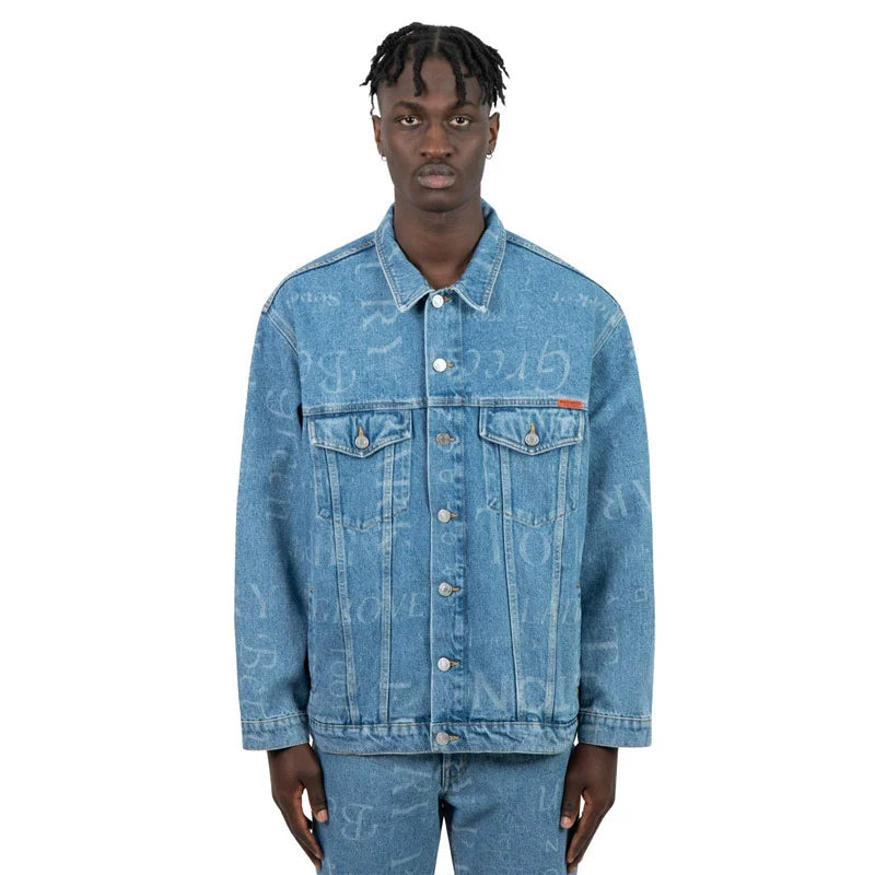 MARTINE ROSE Woven Oversized Denim Jacket Blue Streetnames