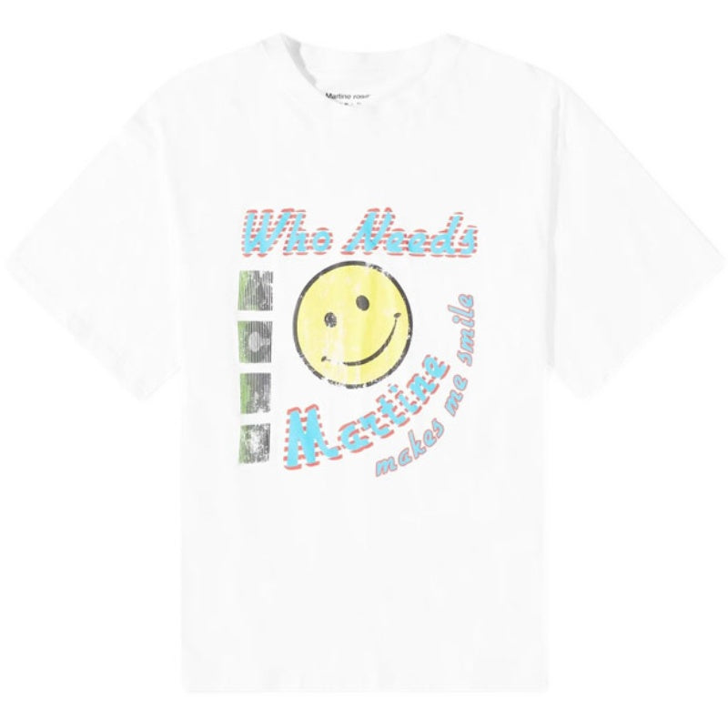 MARTINE ROSE Knitted Oversized T-Shirt White Acid
