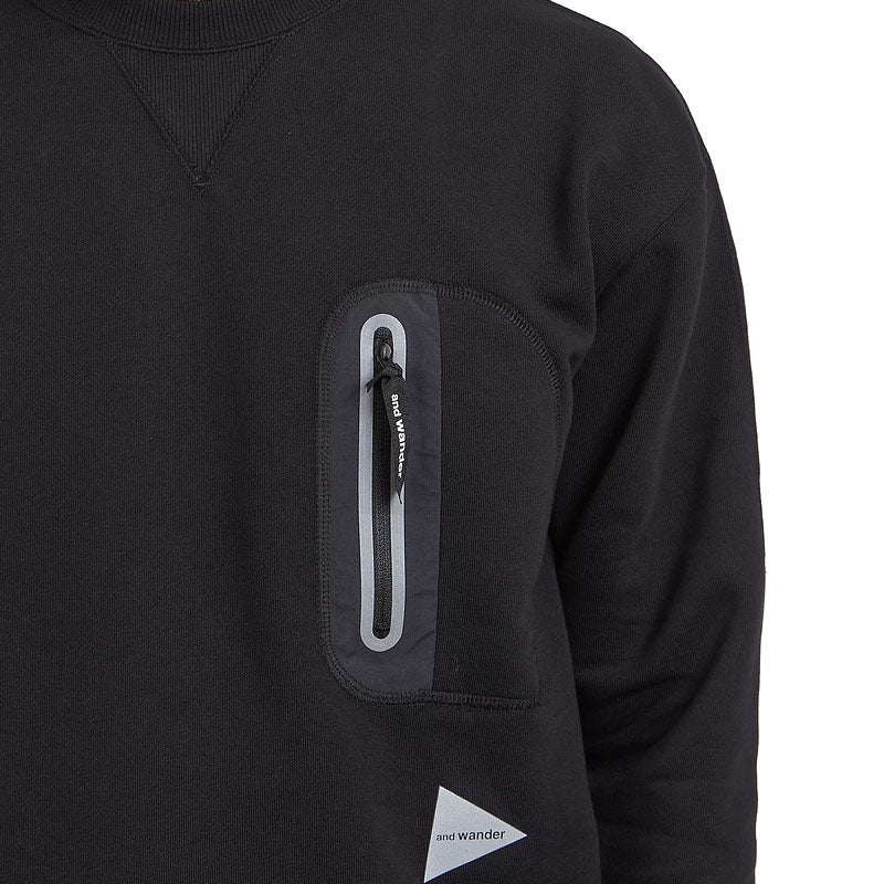AND WANDER | Light Sweat Pullover Black