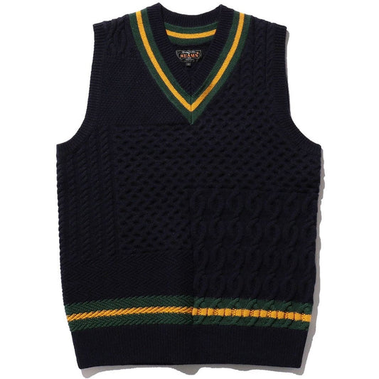 BEAMS PLUS | Cricket Vest Patchwork Like Navy