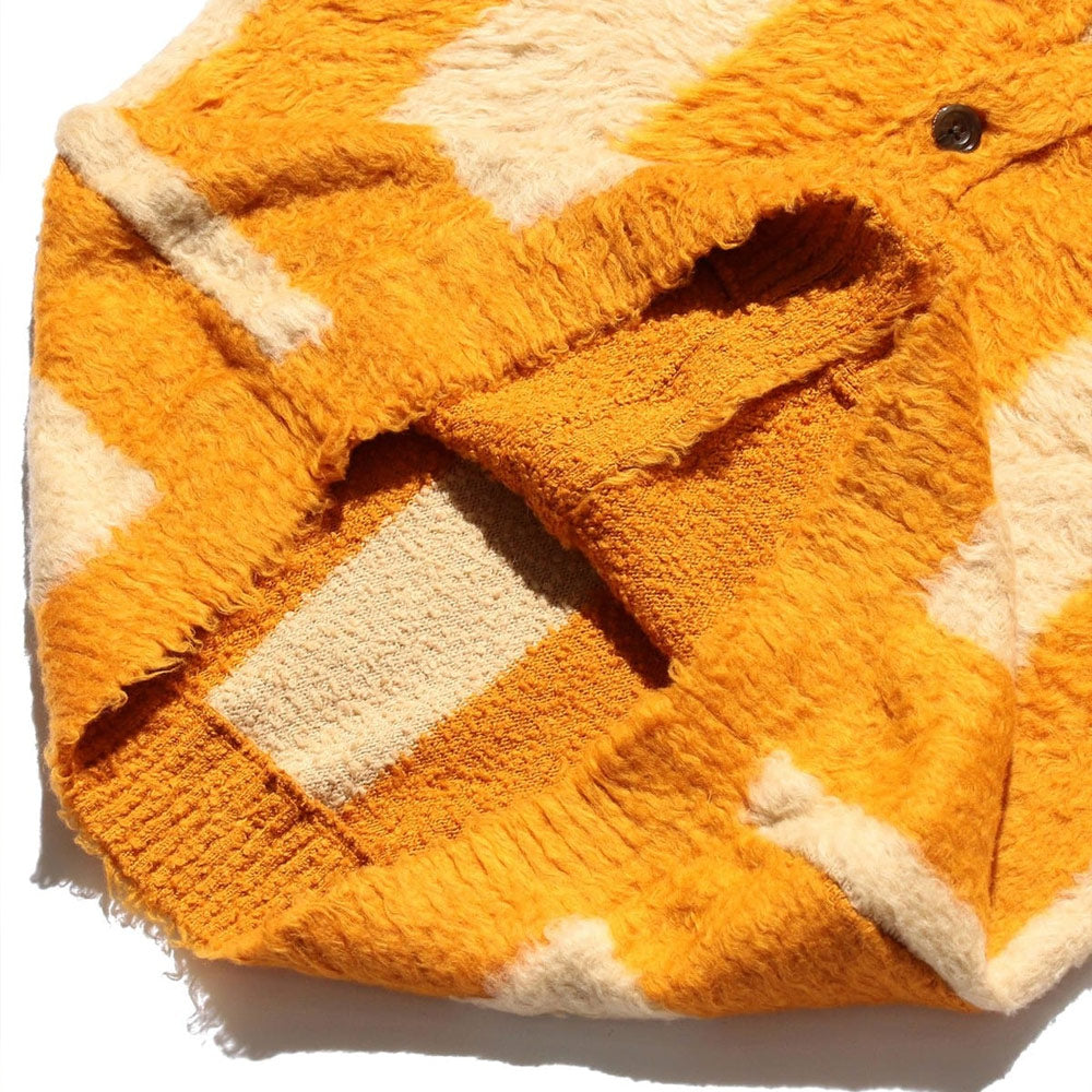 BEAMS PLUS | Cardigan Stripe Cotton Shaggy Cardigans Mustard