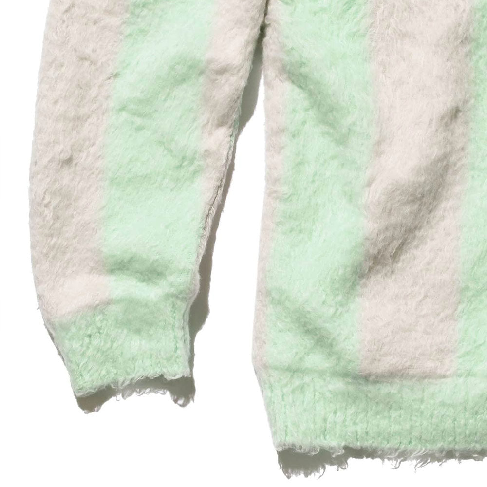 BEAMS PLUS | Cardigan Stripe Cotton Shaggy Mint Green
