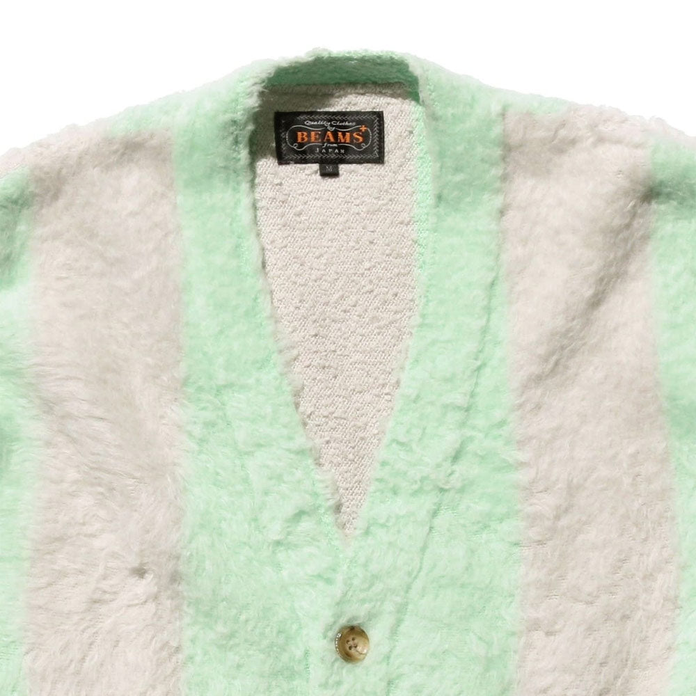 BEAMS PLUS | Cardigan Stripe Cotton Shaggy Mint Green